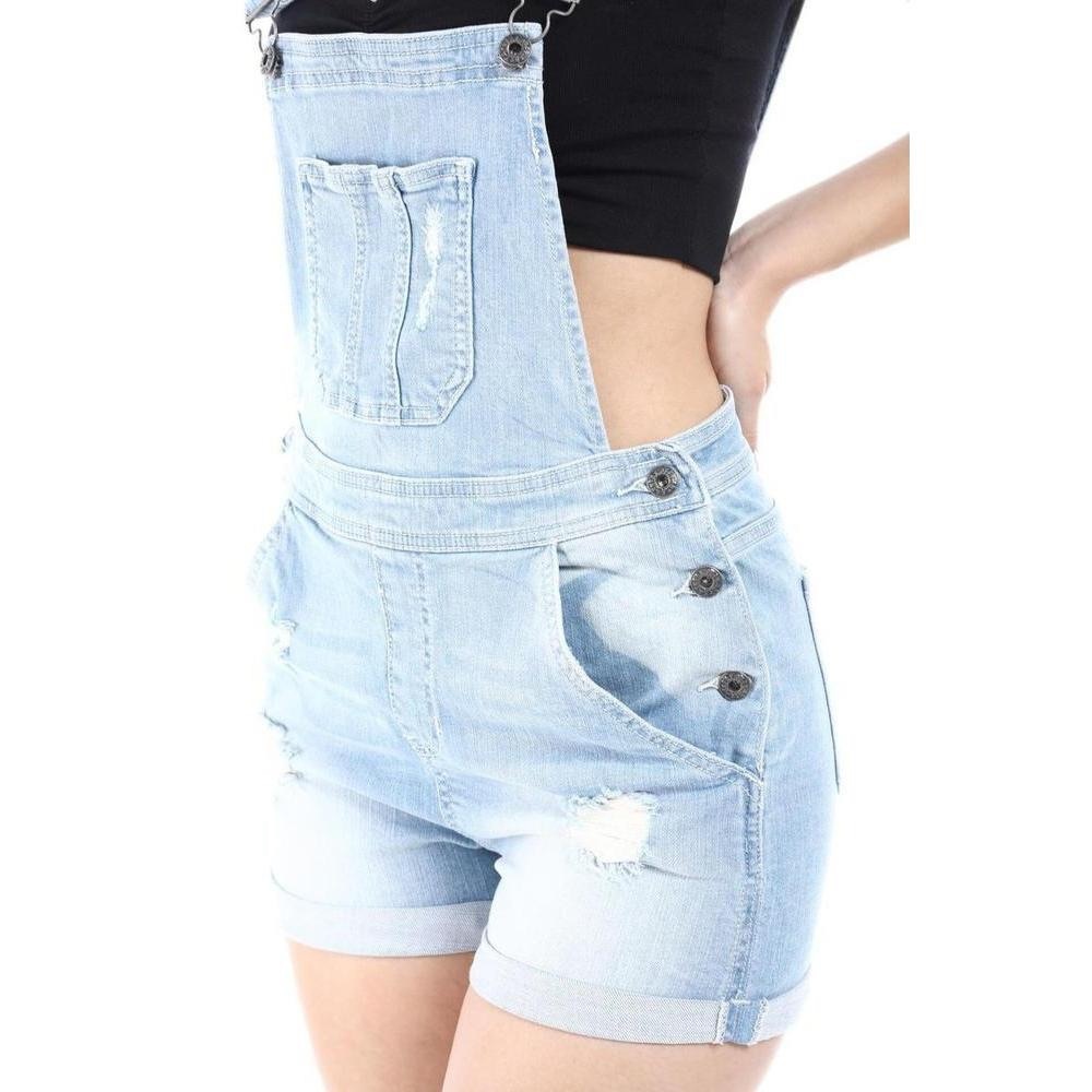 Sneak Peek Light Wash Short Overall - Large